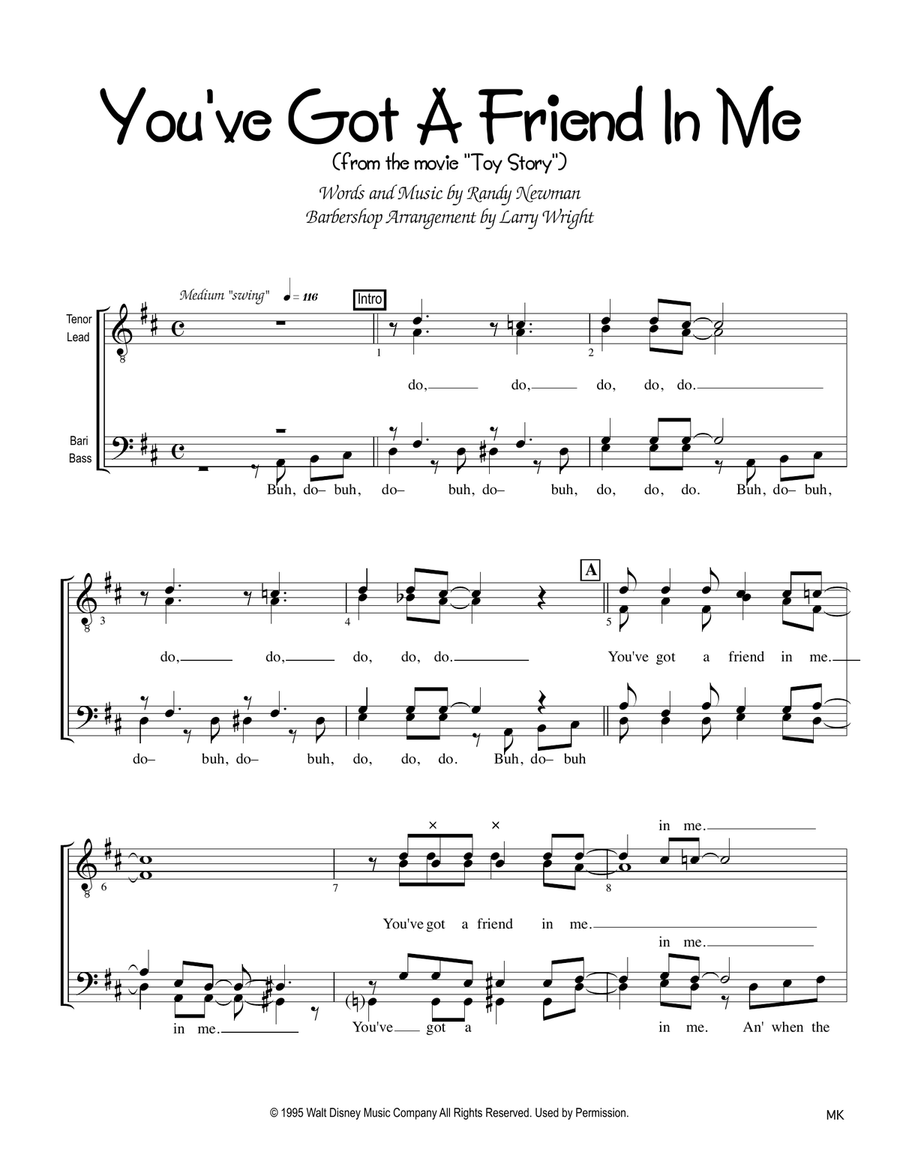 You've Got A Friend In Me TTBB scores gallery preview page 1