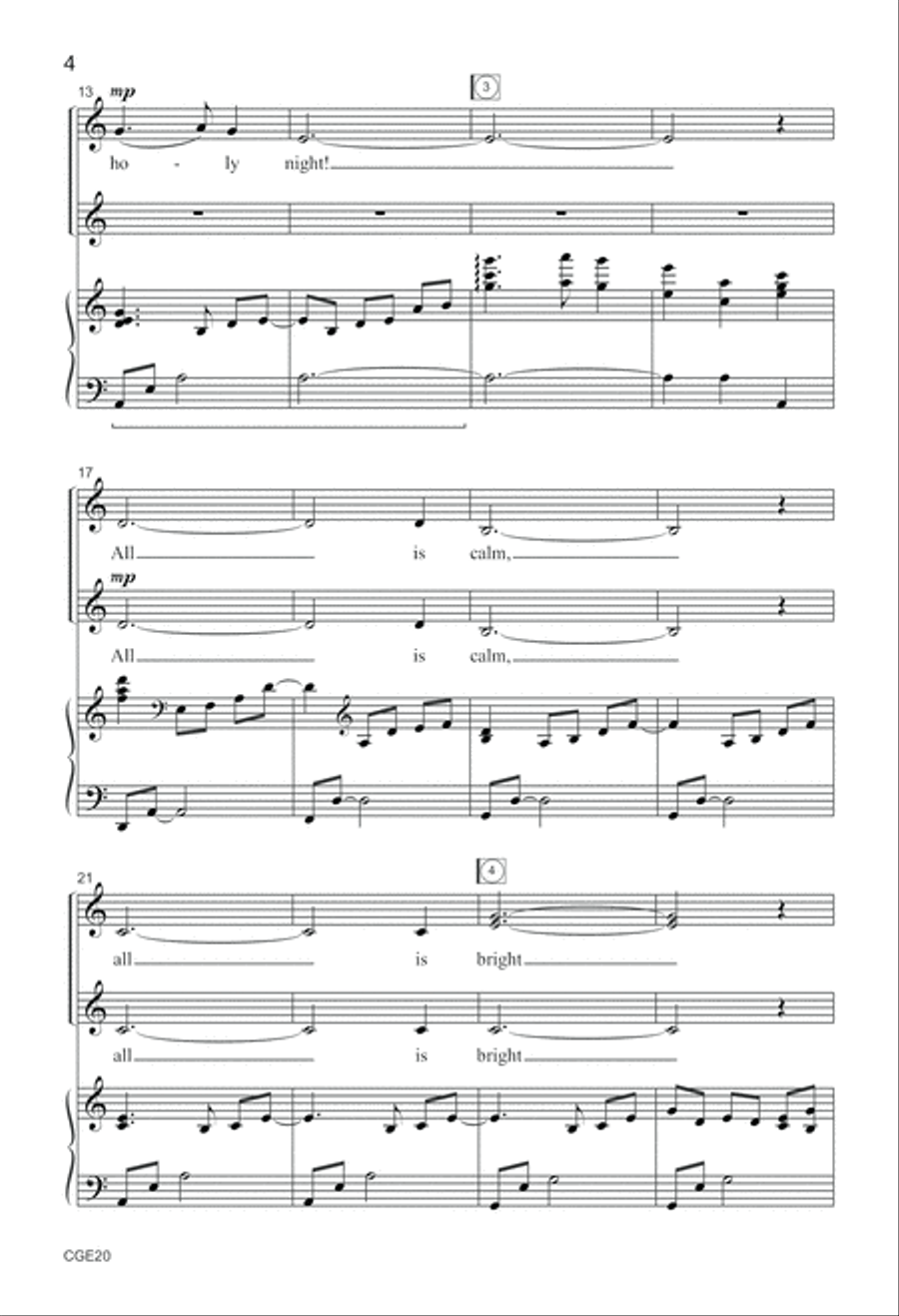 Silent Night (SSA with Opt. Cello) SSA scores gallery preview page 4