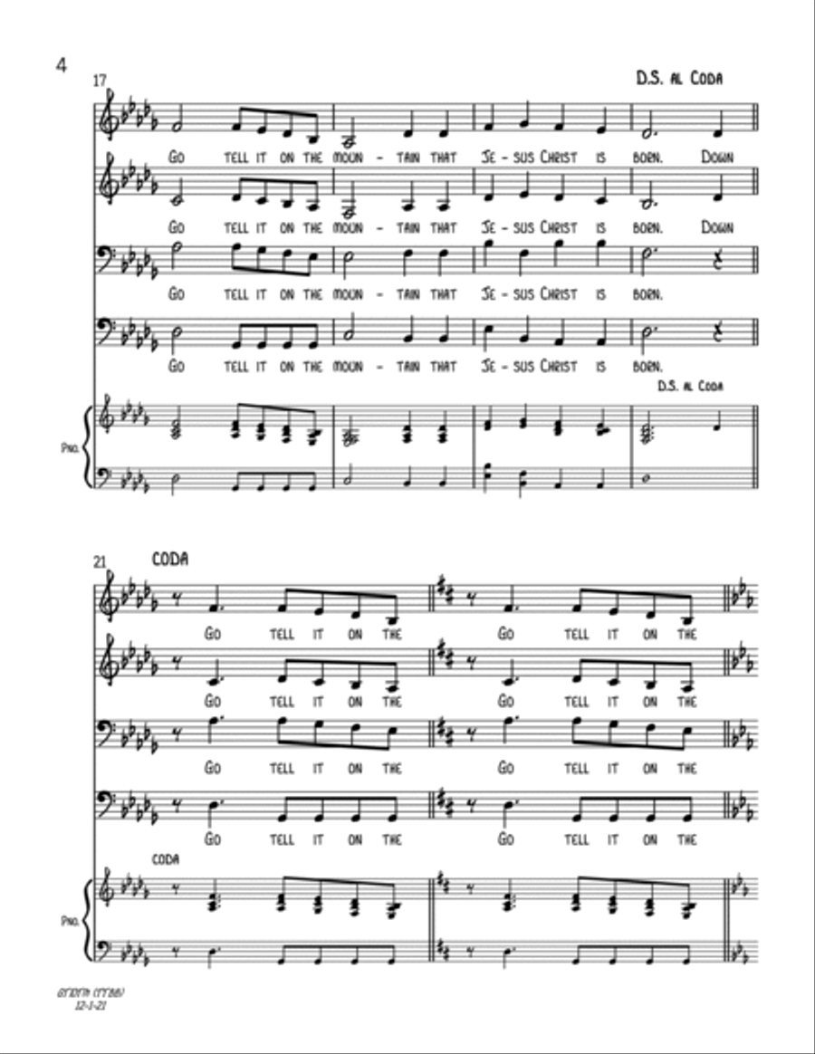 Go Tell It On The Mountain (TTBB A Cappella) TTBB scores gallery preview page 4