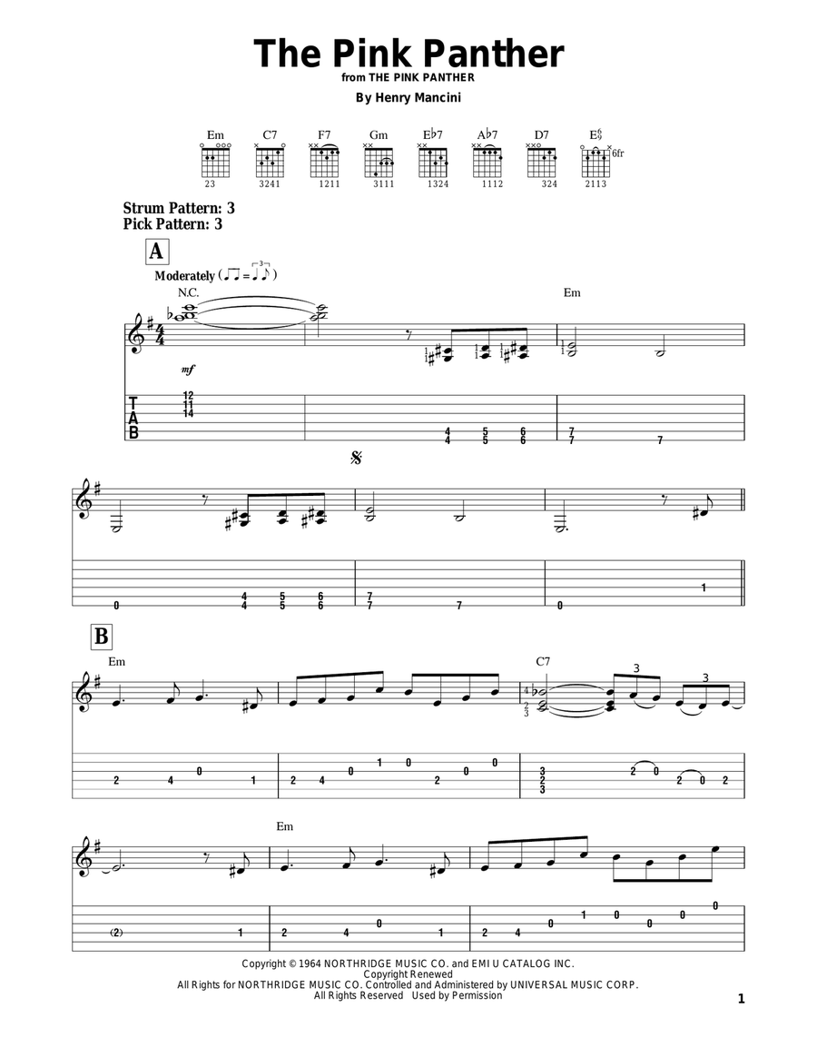 The Pink Panther Electric Guitar scores gallery preview page 1