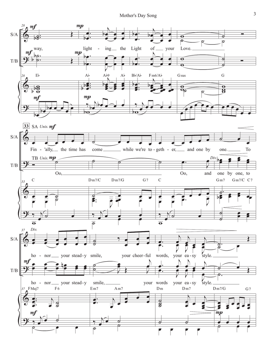 Mother's Day Song SATB 4-Part scores gallery preview page 3