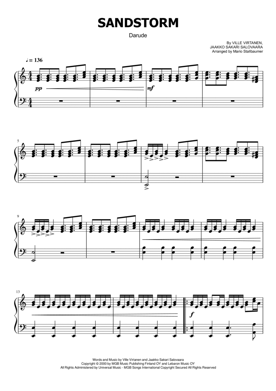 Sandstorm Piano Solo Digital Sheet Music Sheet Music Plus