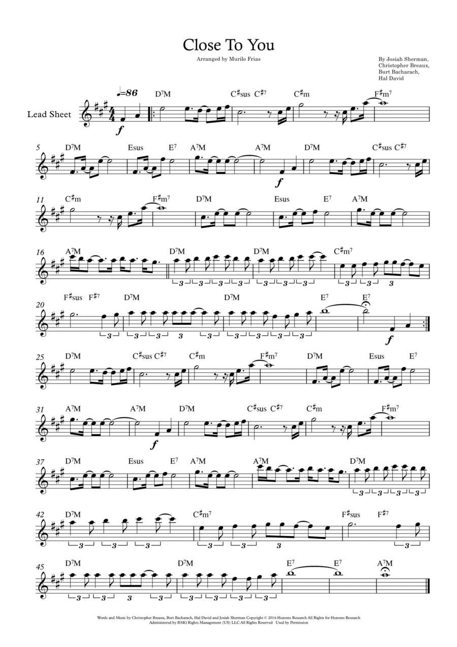 Close To You Small Ensemble scores gallery preview page 1