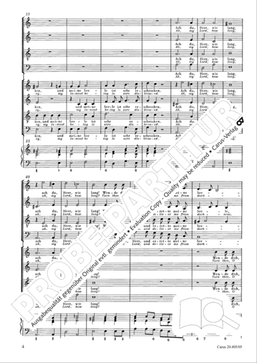 O Lord, rebuke me not in thy wrath (Ach Herr, straf mich nicht in deinem Zorn) 4-Part scores gallery preview page 5