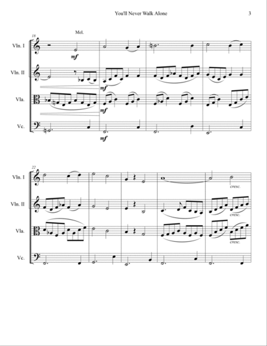 You'll Never Walk Alone String Quartet scores gallery preview page 3