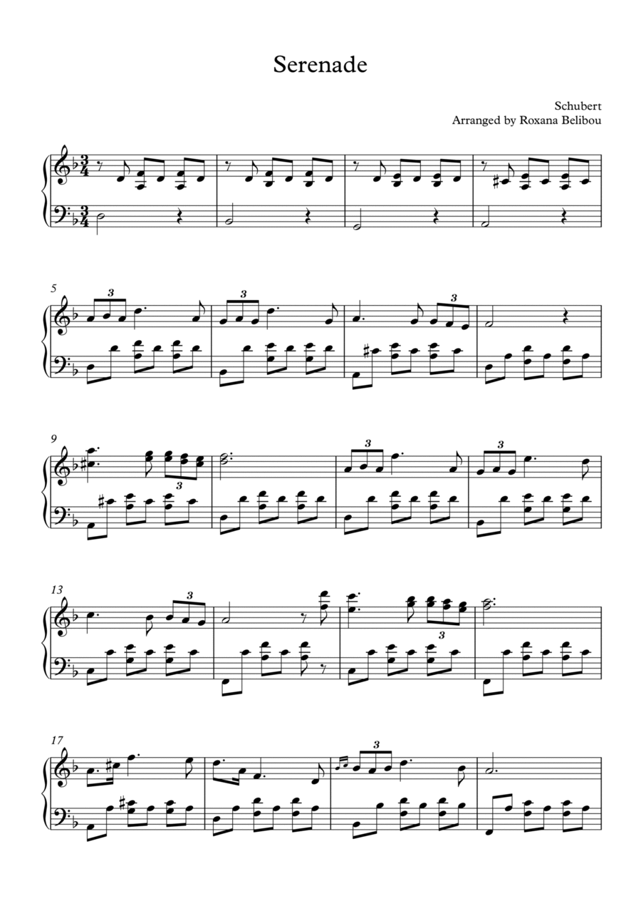 Serenade Piano Solo scores gallery preview page 1