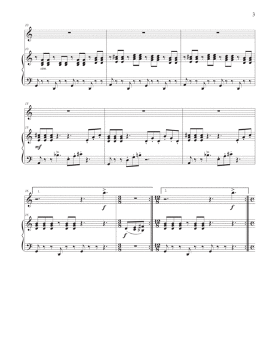 One-Note Concerto (piano duet, three hands) Piano scores gallery preview page 3