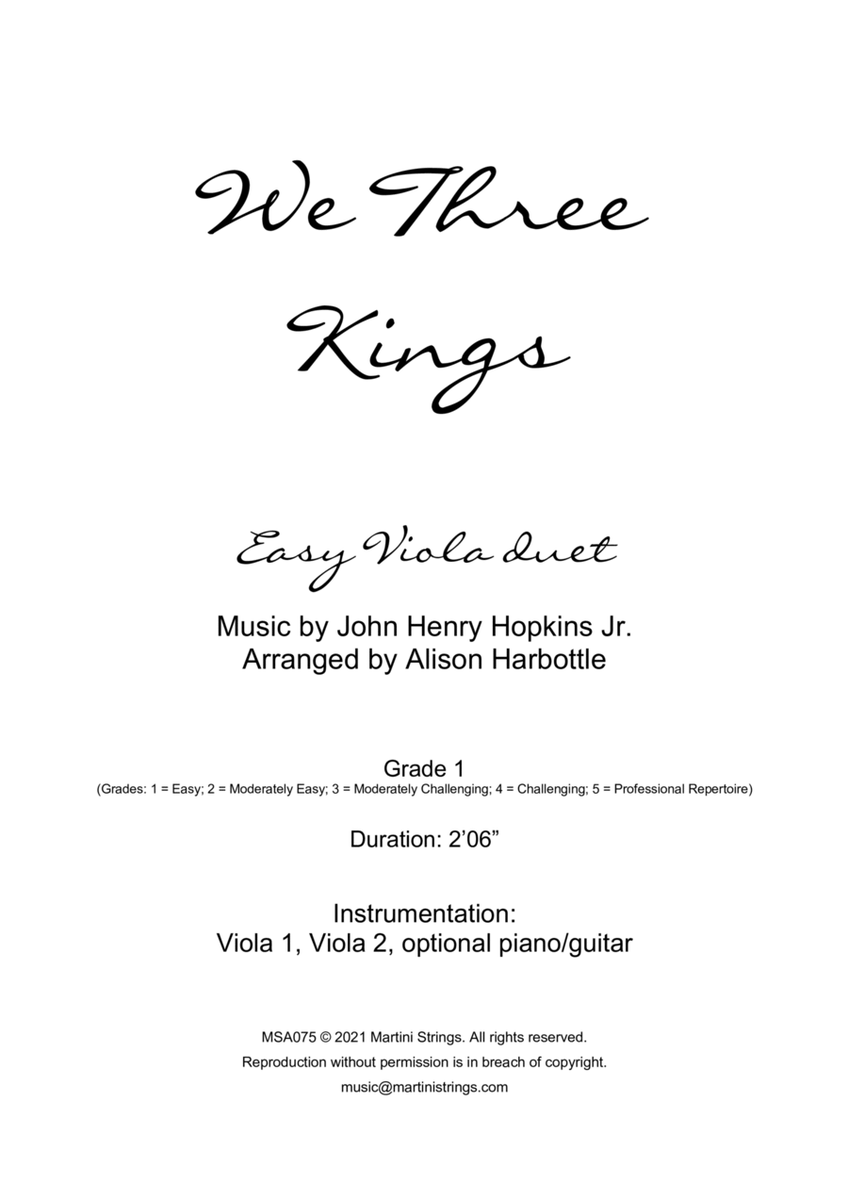 We Three Kings - easy viola duet image number null