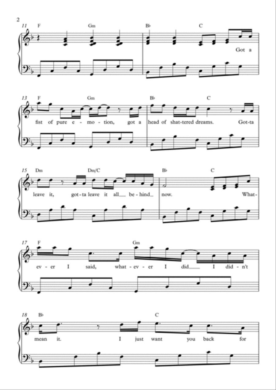 Back For Good Easy Piano scores gallery preview page 2
