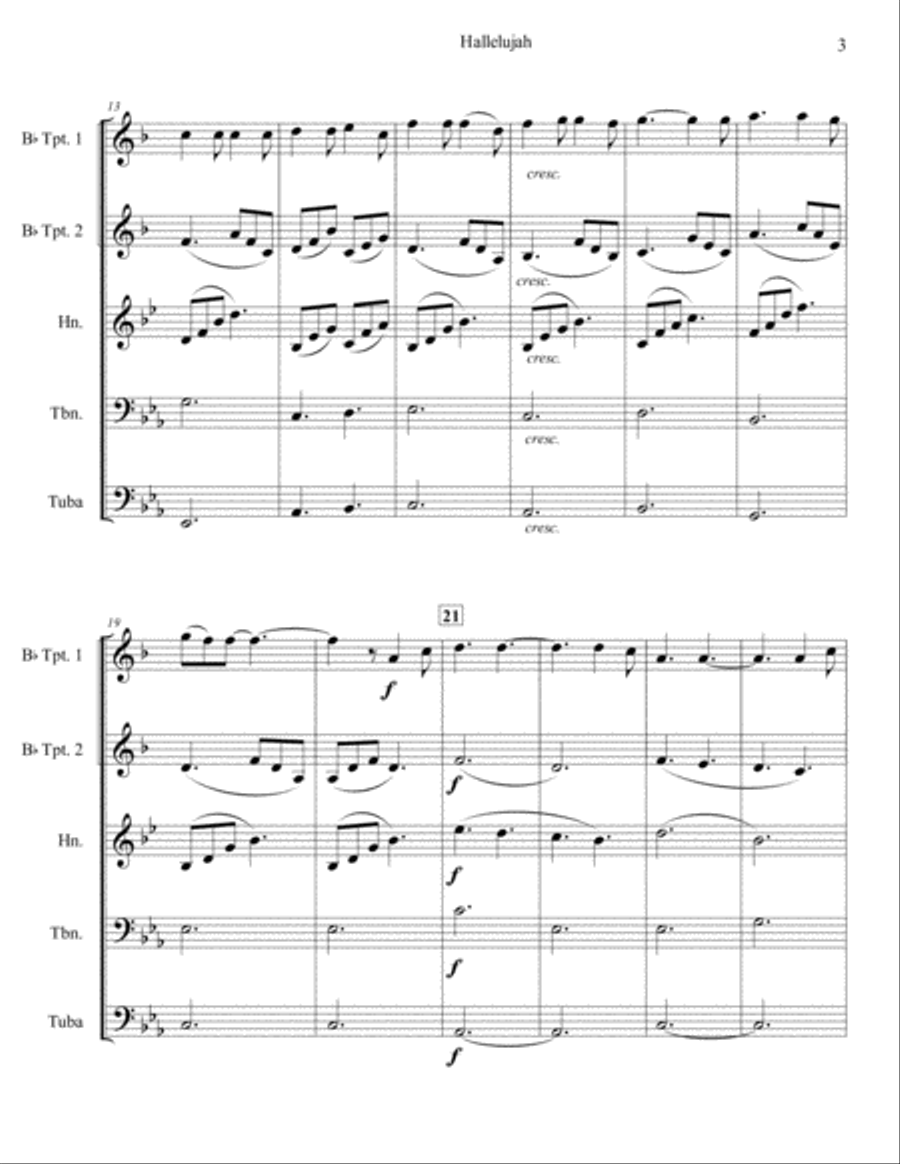 Hallelujah Brass Ensemble scores gallery preview page 3