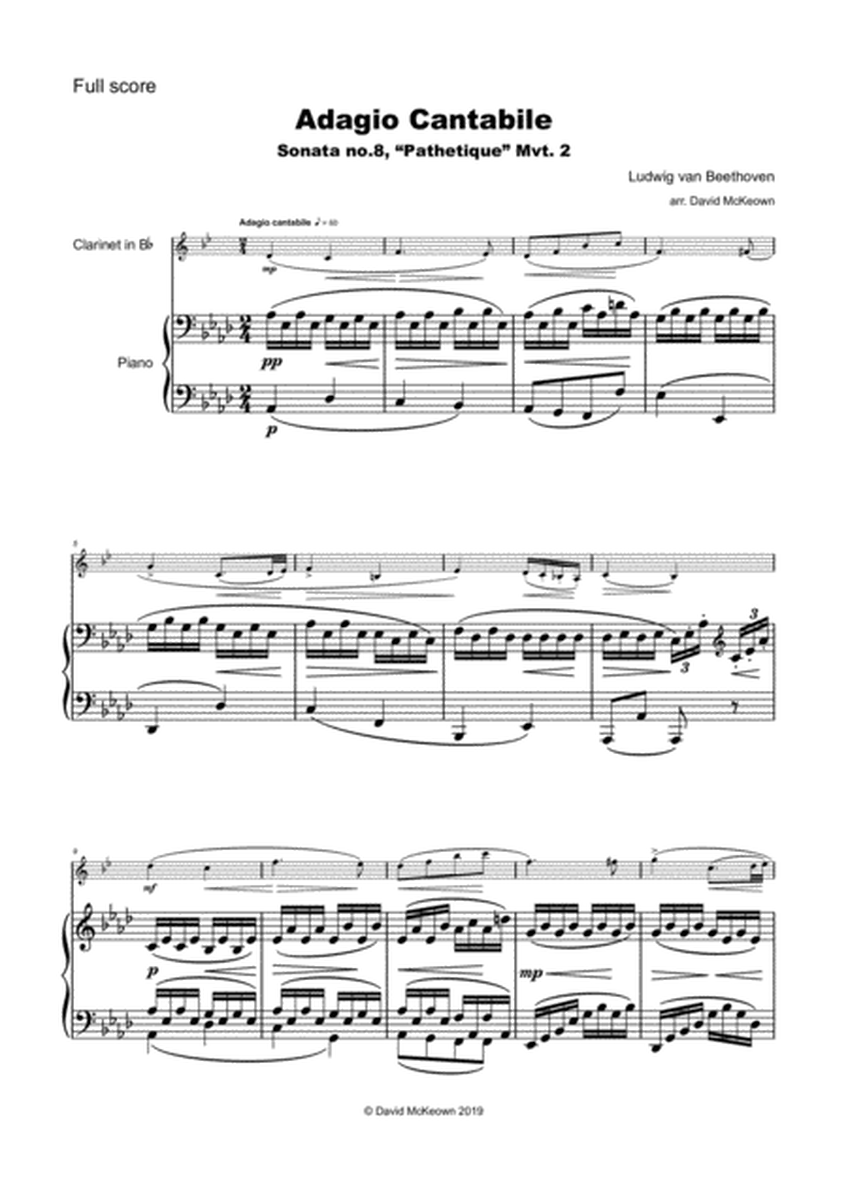 Sonata Pathetique, Adagio Cantabile, by Beethoven, for Clarinet and Piano