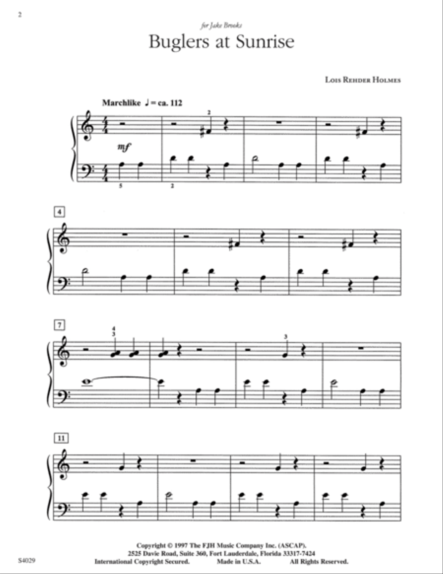 Buglers at Sunrise Easy Piano scores gallery preview page 2