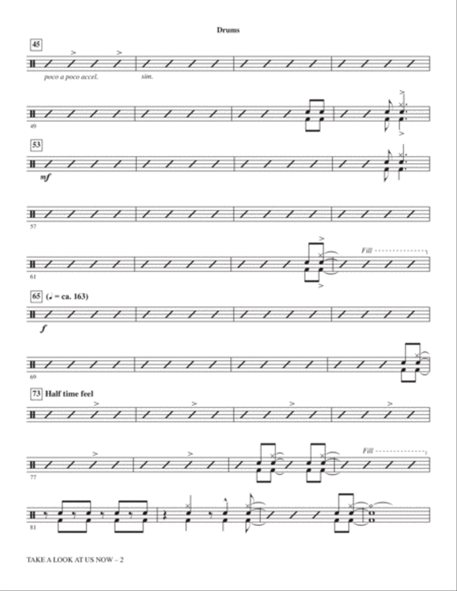 Take A Look At Us Now (from Lyle, Lyle, Crocodile) (arr. Mac Huff) - Drums Choir scores gallery preview page 2
