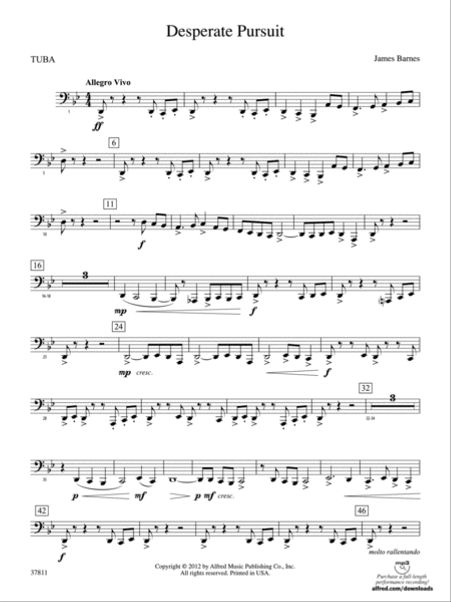 Desperate Pursuit: Tuba Concert Band scores gallery preview page 1
