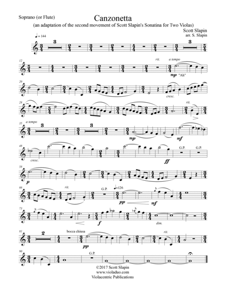 Music for Two Violas and Soprano or Flute