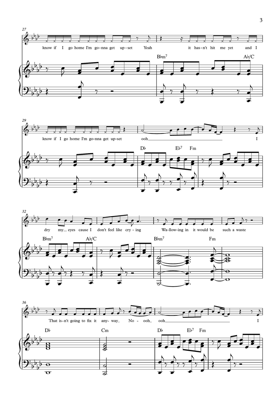 Don't Feel Like Crying Don't Feel Like Crying Piano, Vocal scores gallery preview page 3