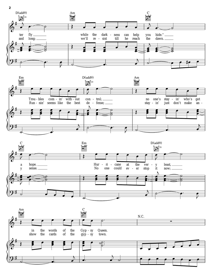 Sign Of The Gypsy Queen Piano, Vocal, Guitar scores gallery preview page 2
