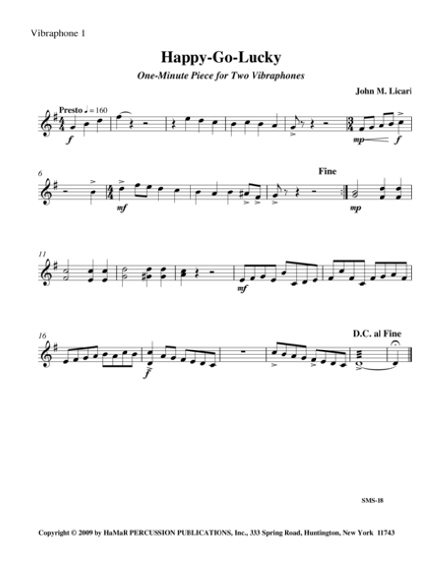 Happy-Go-Lucky Happy-Go-Lucky Vibraphone scores gallery preview page 1