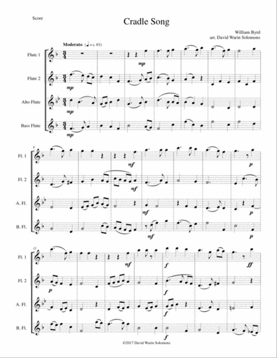 Cradle Song for flute quartet Flute Quartet scores gallery preview page 1