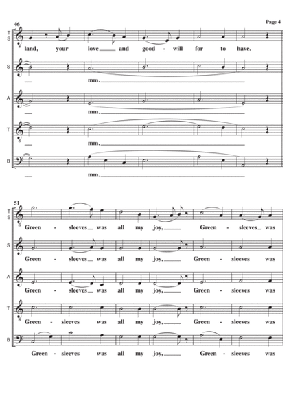 Greensleeves A Cappella Tenor Solo SATB image number null