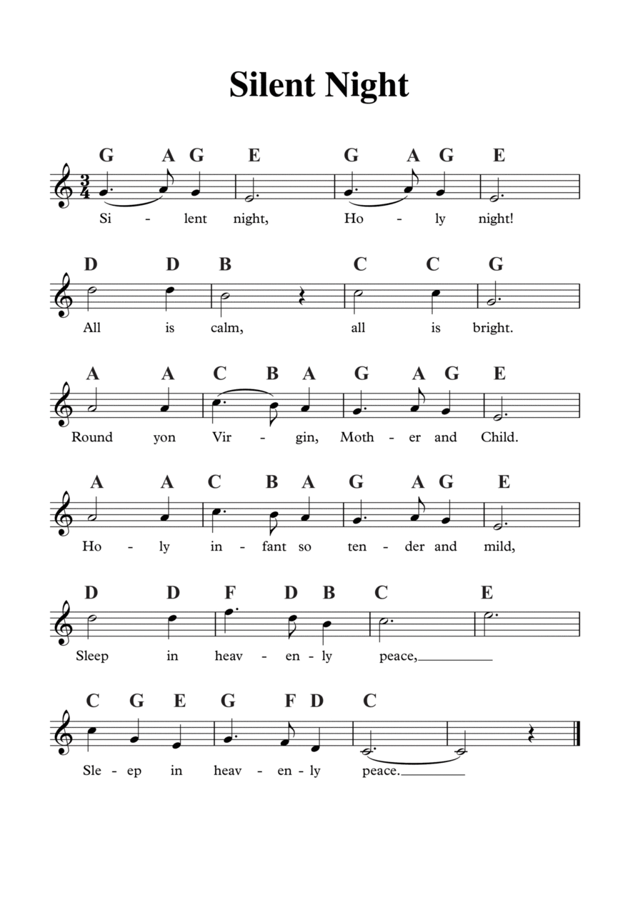 Silent Night Soprano Recorder scores gallery preview page 1