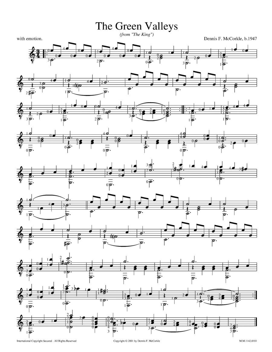 Green Valleys, The Green Valleys, The Acoustic Guitar scores gallery preview page 1