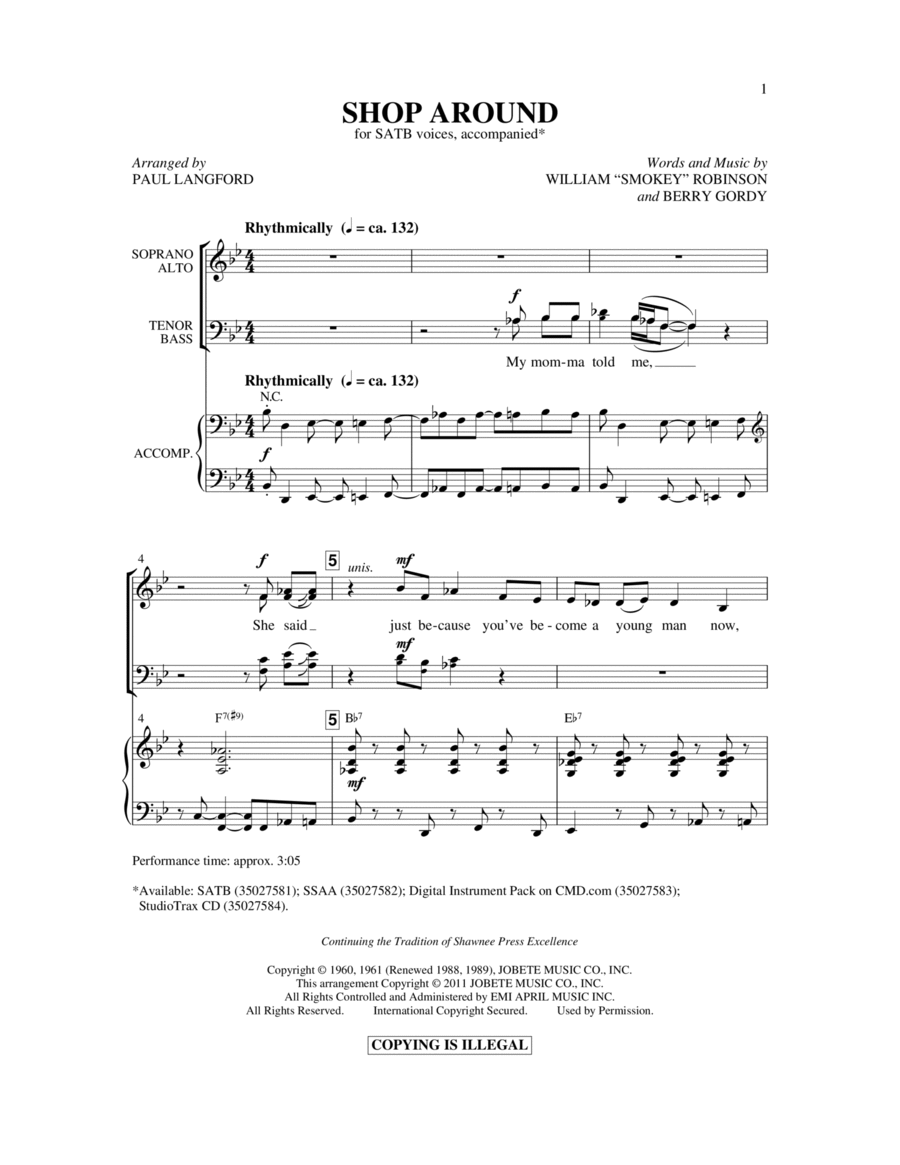 Shop Around 4-Part scores gallery preview page 1