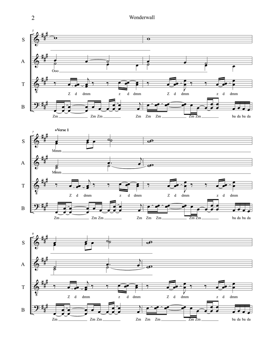 Wonderwall 4-Part scores gallery preview page 2