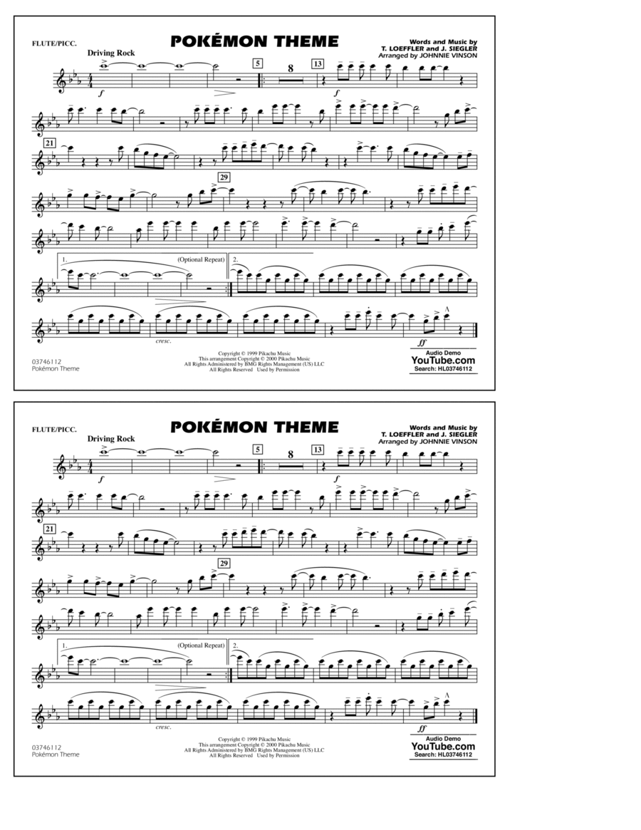 Pokémon Theme - Flute/Piccolo Piccolo scores gallery preview page 1