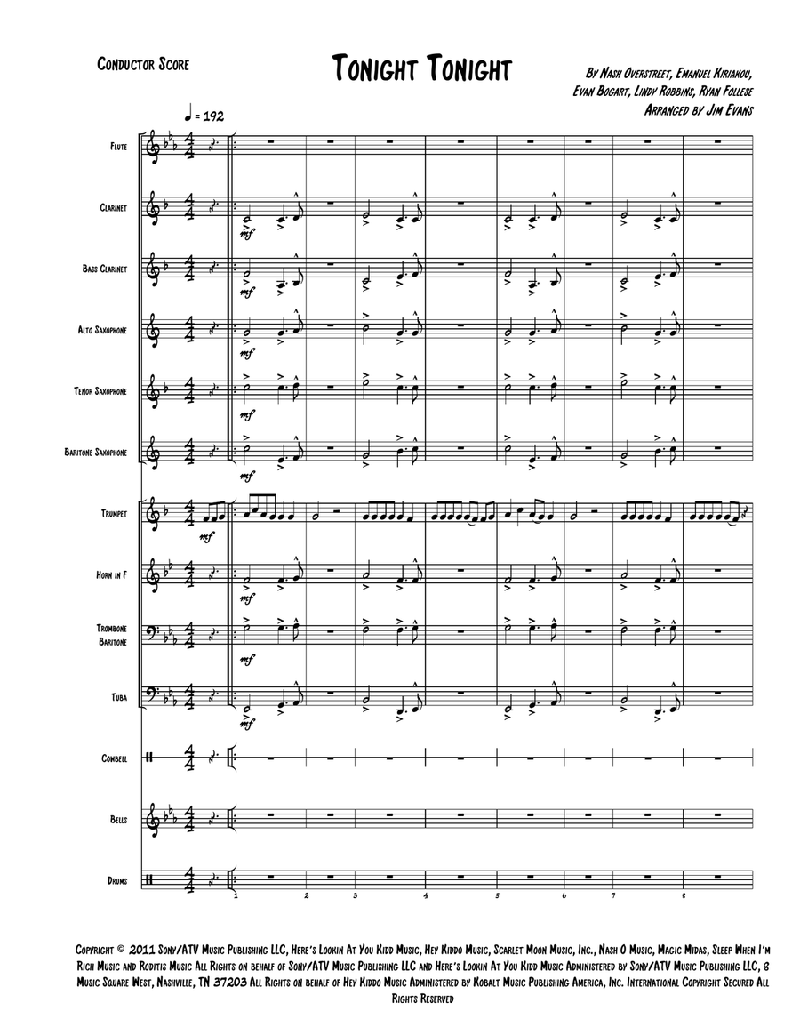 Tonight Tonight Small Ensemble scores gallery preview page 1
