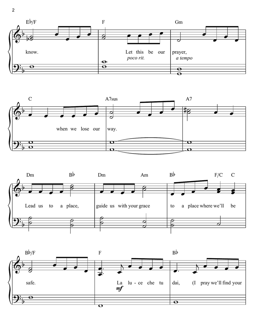 The Prayer Easy Piano scores gallery preview page 2