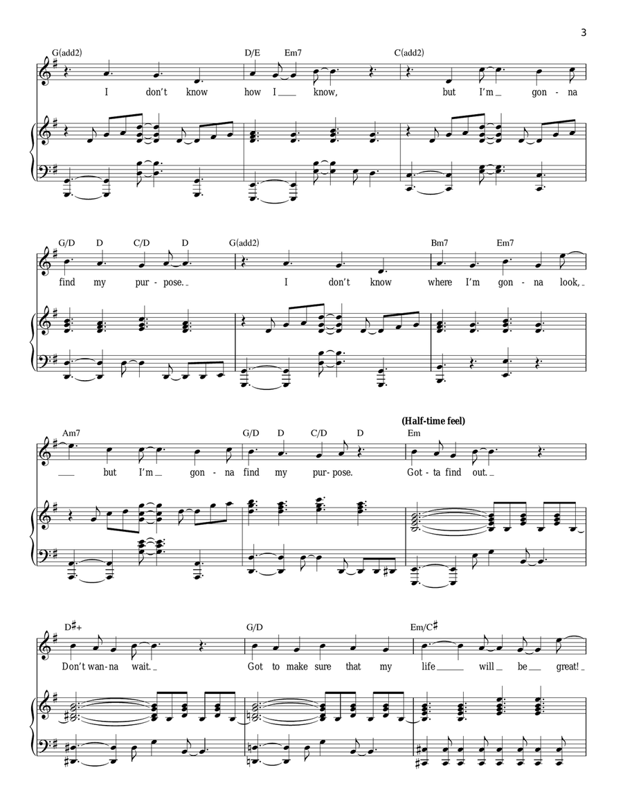 Purpose (from Avenue Q) Piano, Vocal scores gallery preview page 3