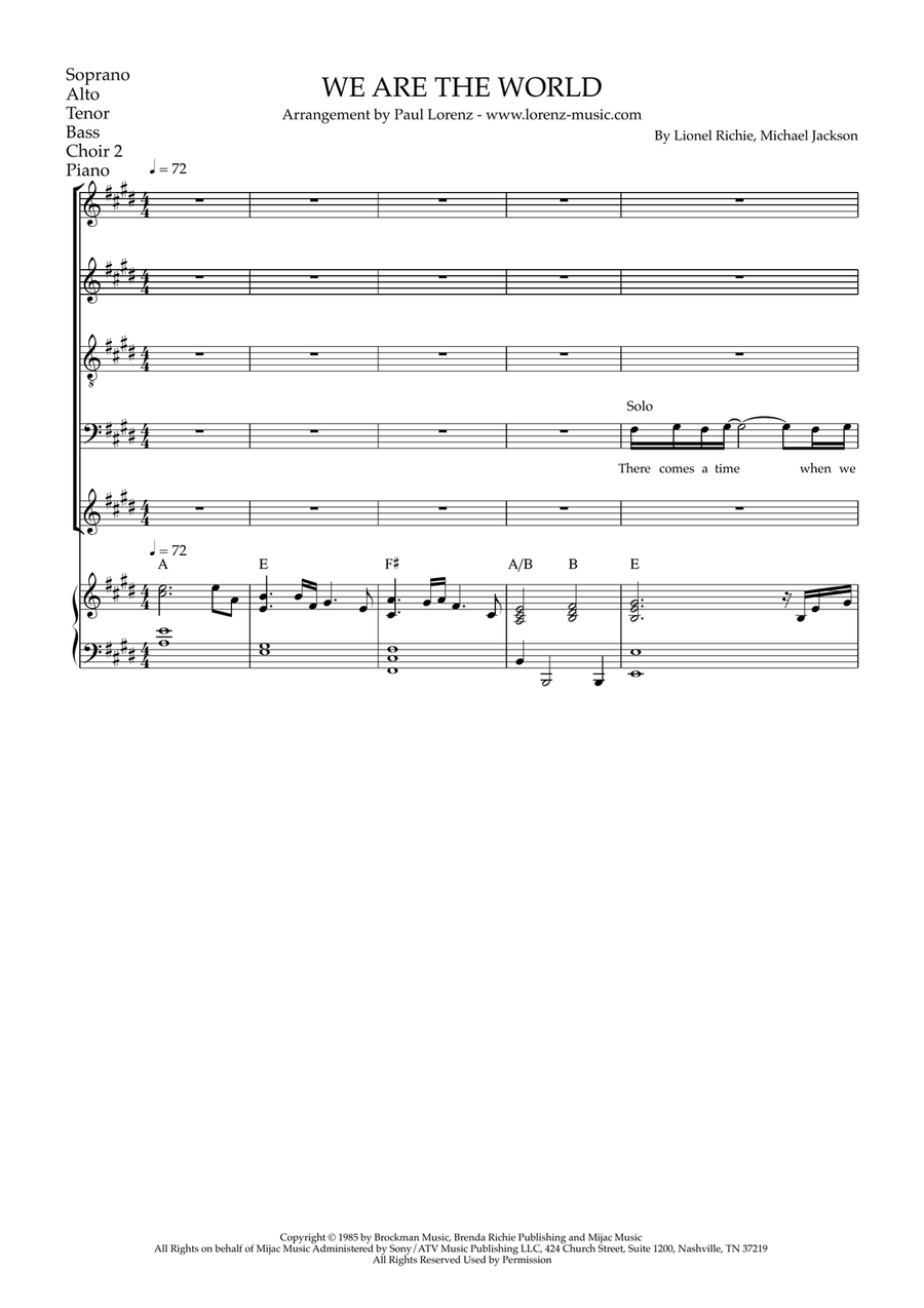 We Are The World 4-Part scores gallery preview page 1