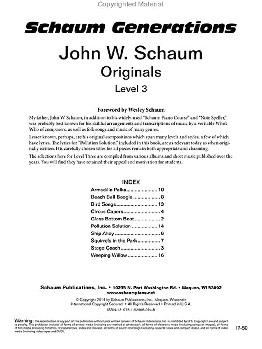 Schaum Generations John W. Schaum -- Original Solos