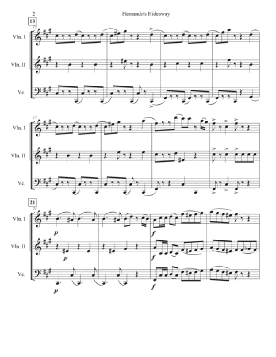 Hernando's Hideaway Hernando's Hideaway String Trio scores gallery preview page 2