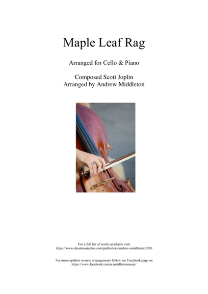 Maple Leaf Rag arranged for Cello and Piano image number null