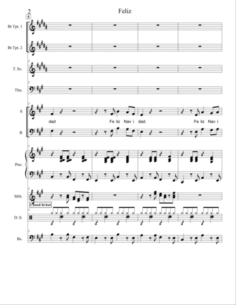 Feliz Navidad Jazz Ensemble scores gallery preview page 2