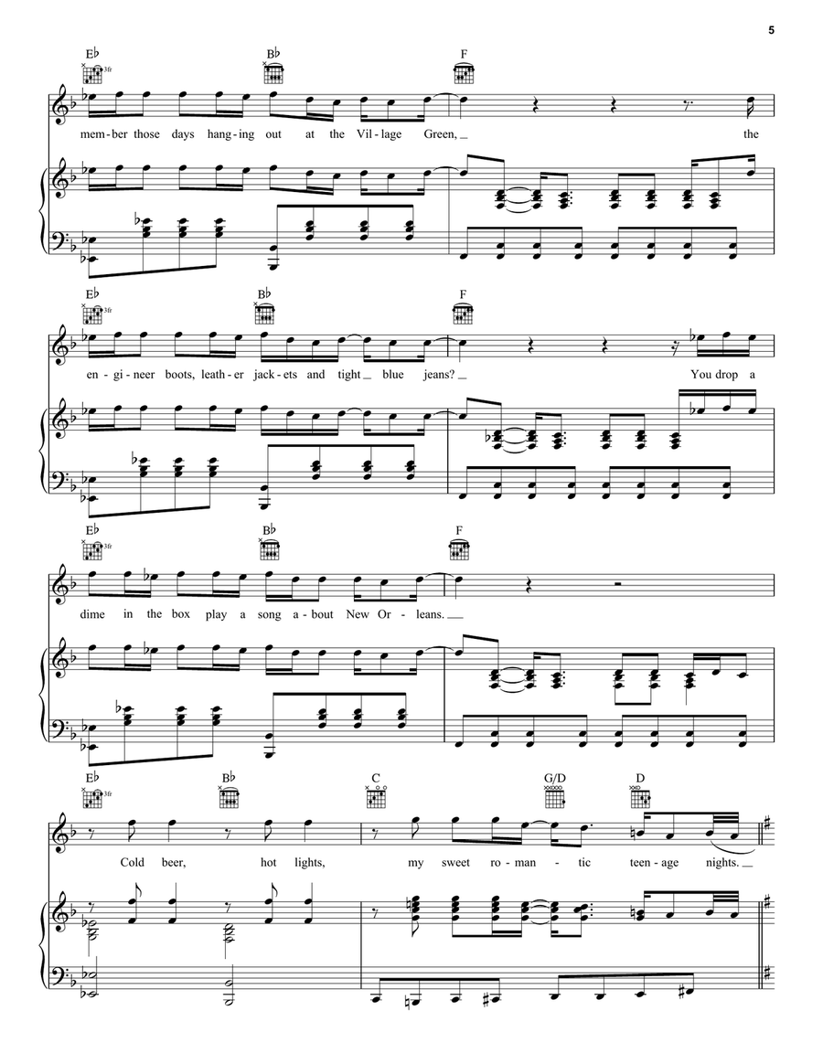 Scenes From An Italian Restaurant Piano, Vocal, Guitar scores gallery preview page 5