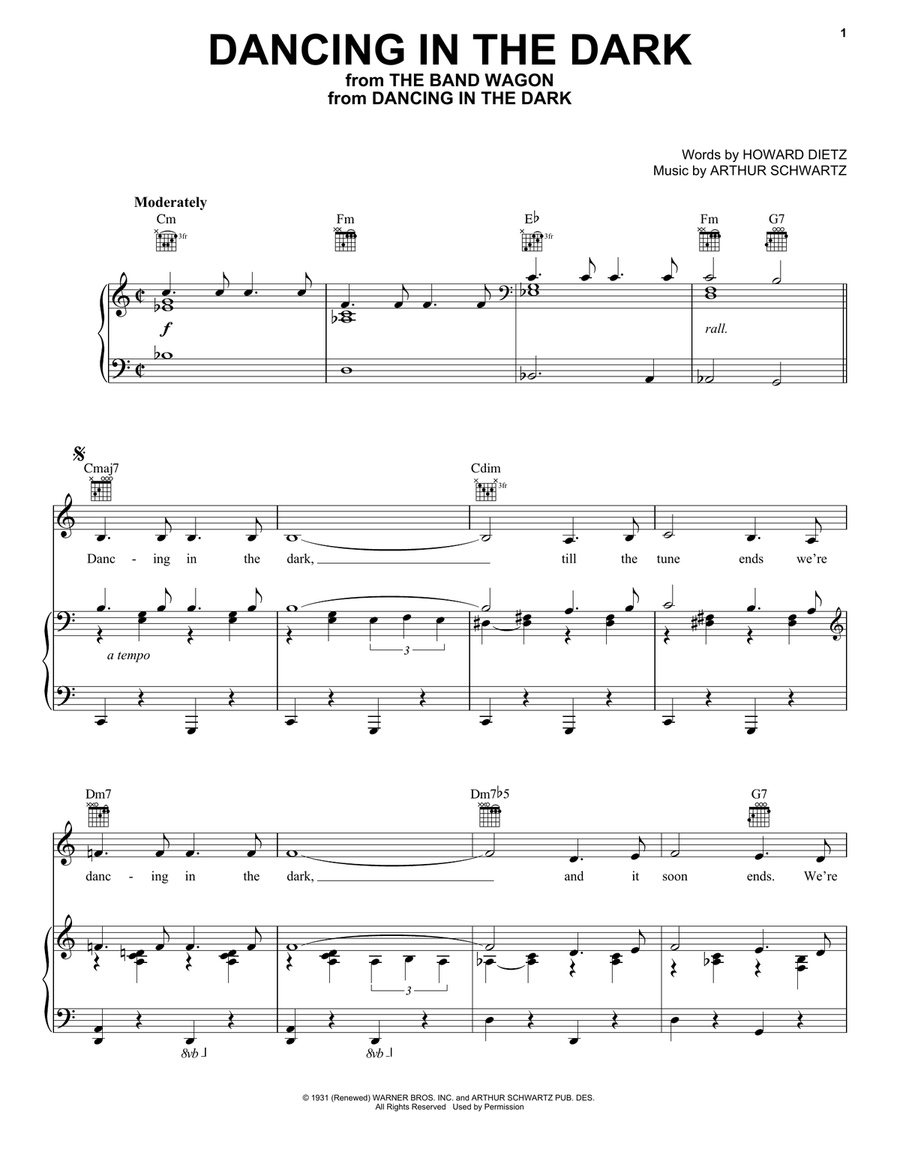 Dancing In The Dark Dancing In The Dark Piano, Vocal, Guitar scores gallery preview page 1