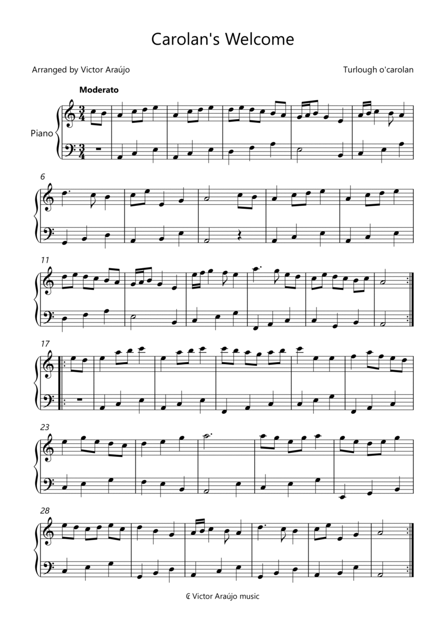 Carolan's Welcome Carolan's Welcome Piano Solo scores gallery preview page 1