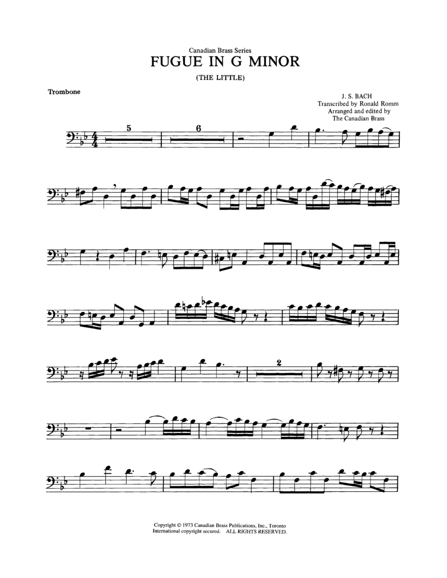 Fugue in G minor - Trombone (B.C.) Brass Ensemble scores gallery preview page 1