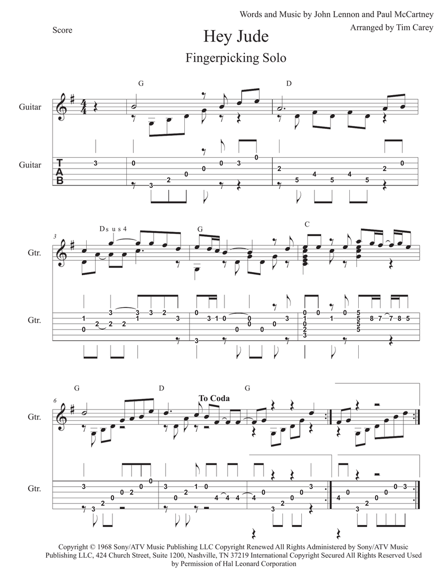 Hey Jude Hey Jude Guitar Solo scores gallery preview page 1