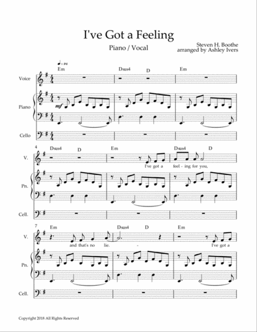 I've Got a Feeling PVG Small Ensemble scores gallery preview page 1