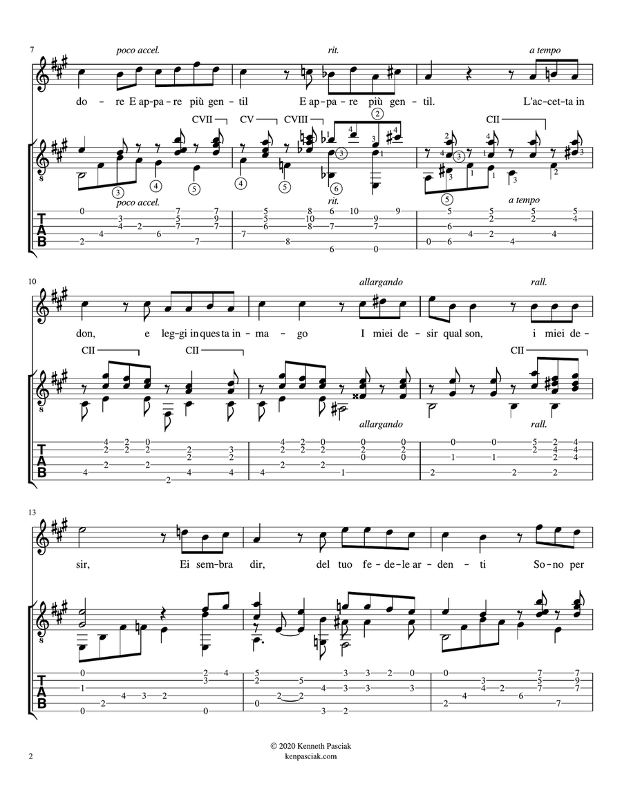 Una rosa in dono (for Voice and Guitar) Classical Guitar scores gallery preview page 4
