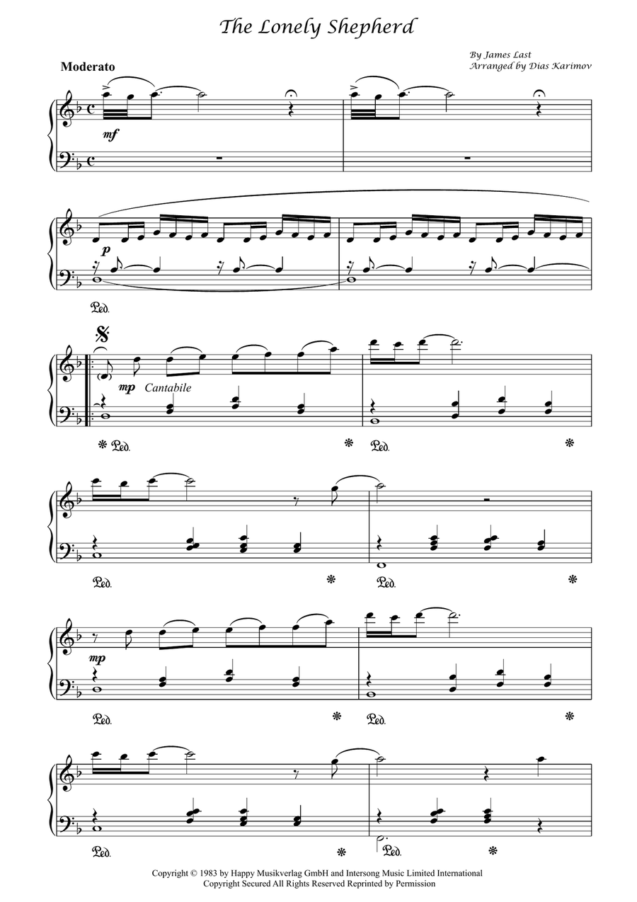 The Lonely Shepherd Piano Solo scores gallery preview page 1