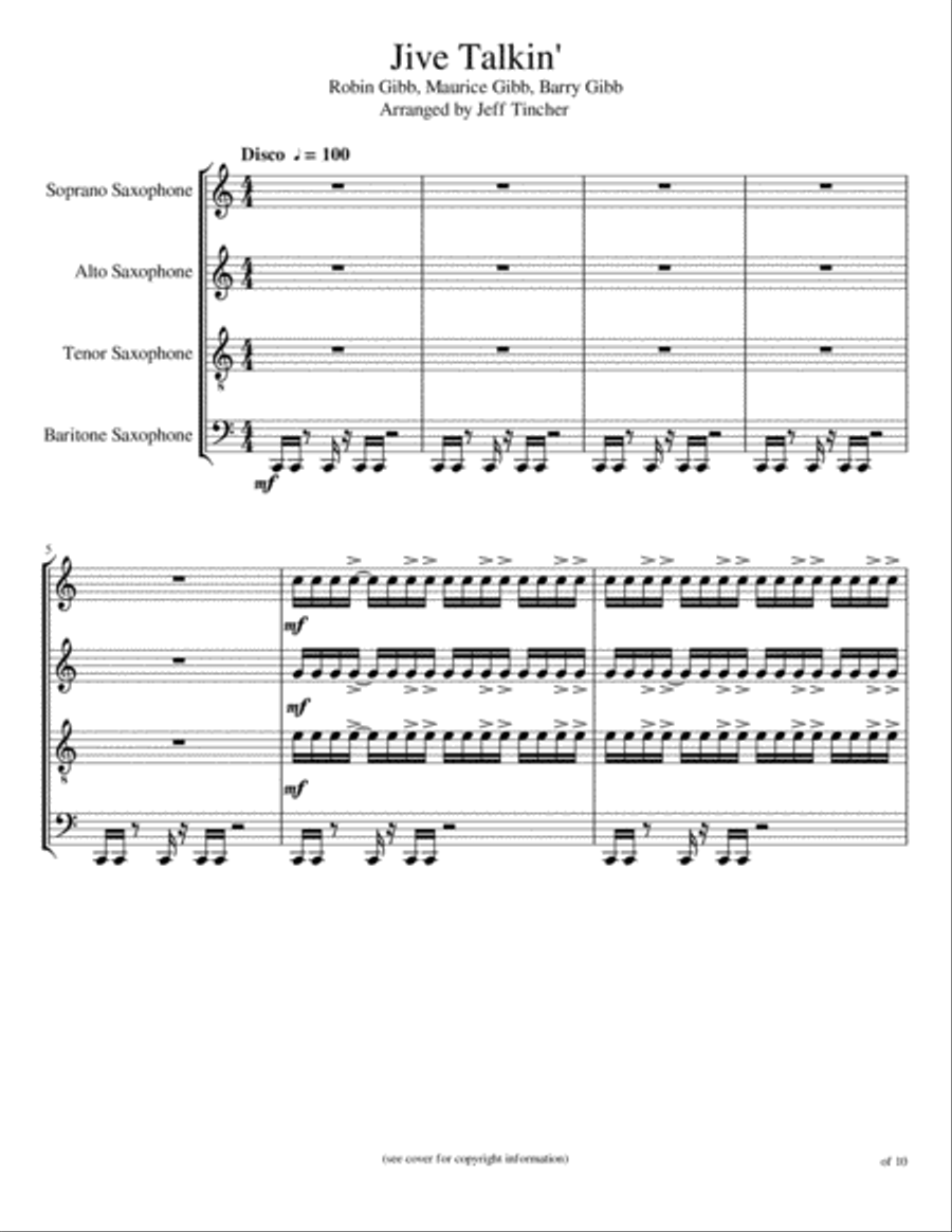 Jive Talkin' Jive Talkin' Woodwind Quartet scores gallery preview page 2