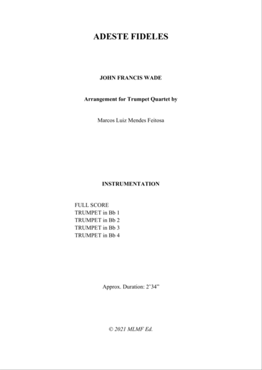Adeste Fideles - Trumpet Quartet Brass Ensemble scores gallery preview page 2
