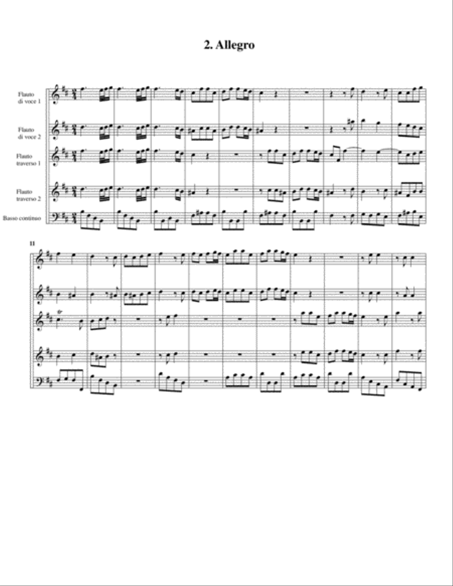 Quintet for 2 voice flutes, 2 flutes and basso continuo in B minor Small Ensemble scores gallery preview page 5