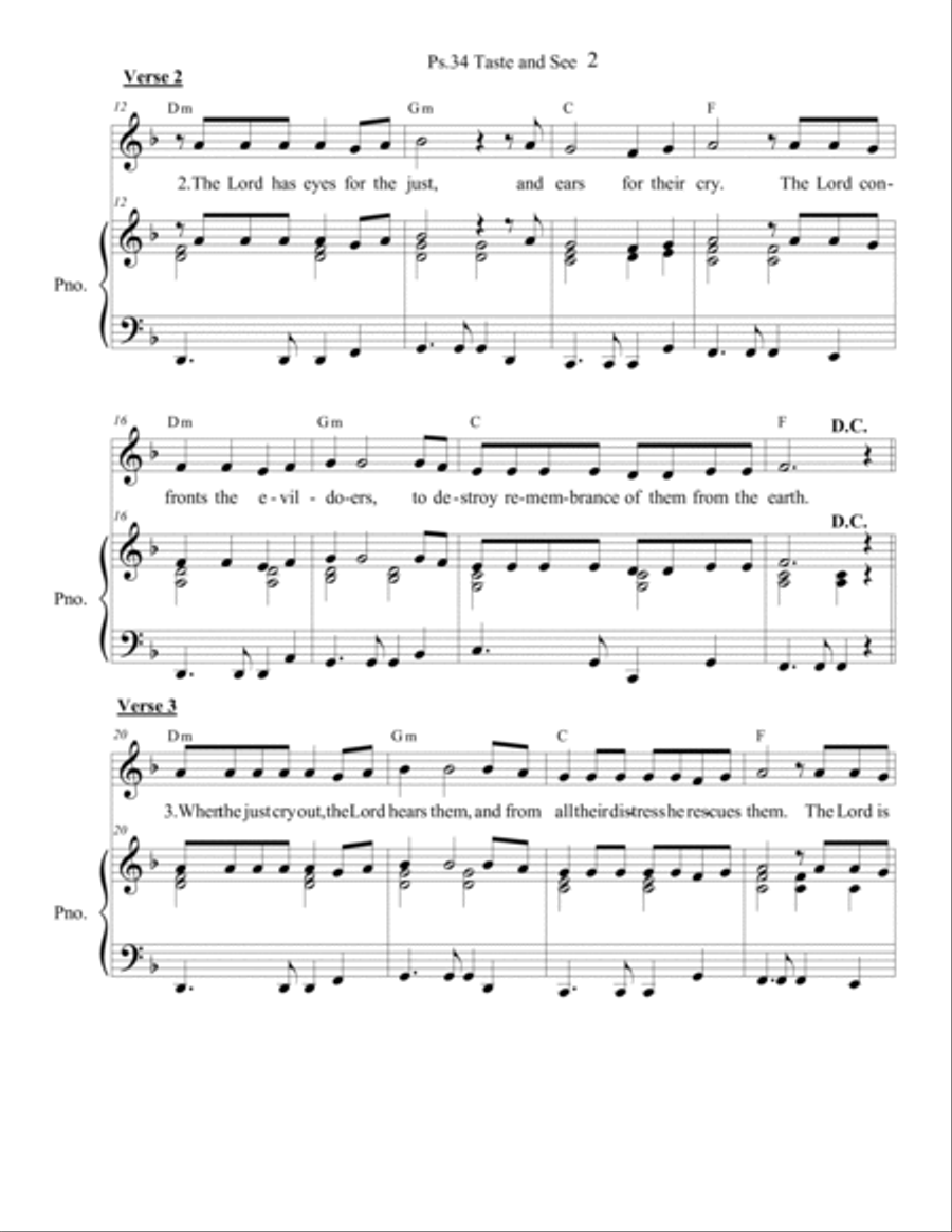 Psalm 34: Taste and See (iii) (piano/vocal) Voice scores gallery preview page 2