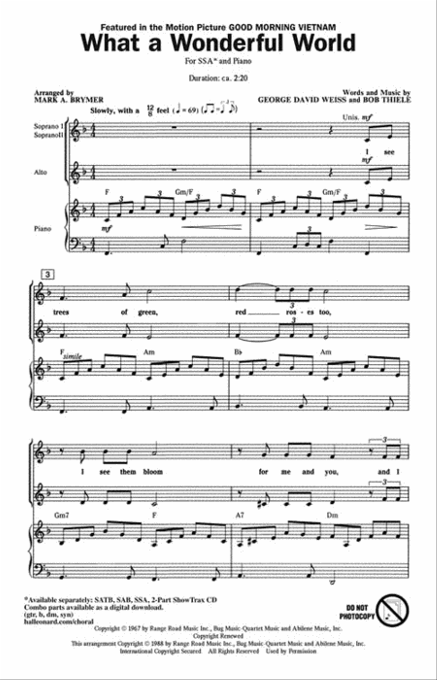 What a Wonderful World SSA scores gallery preview page 2